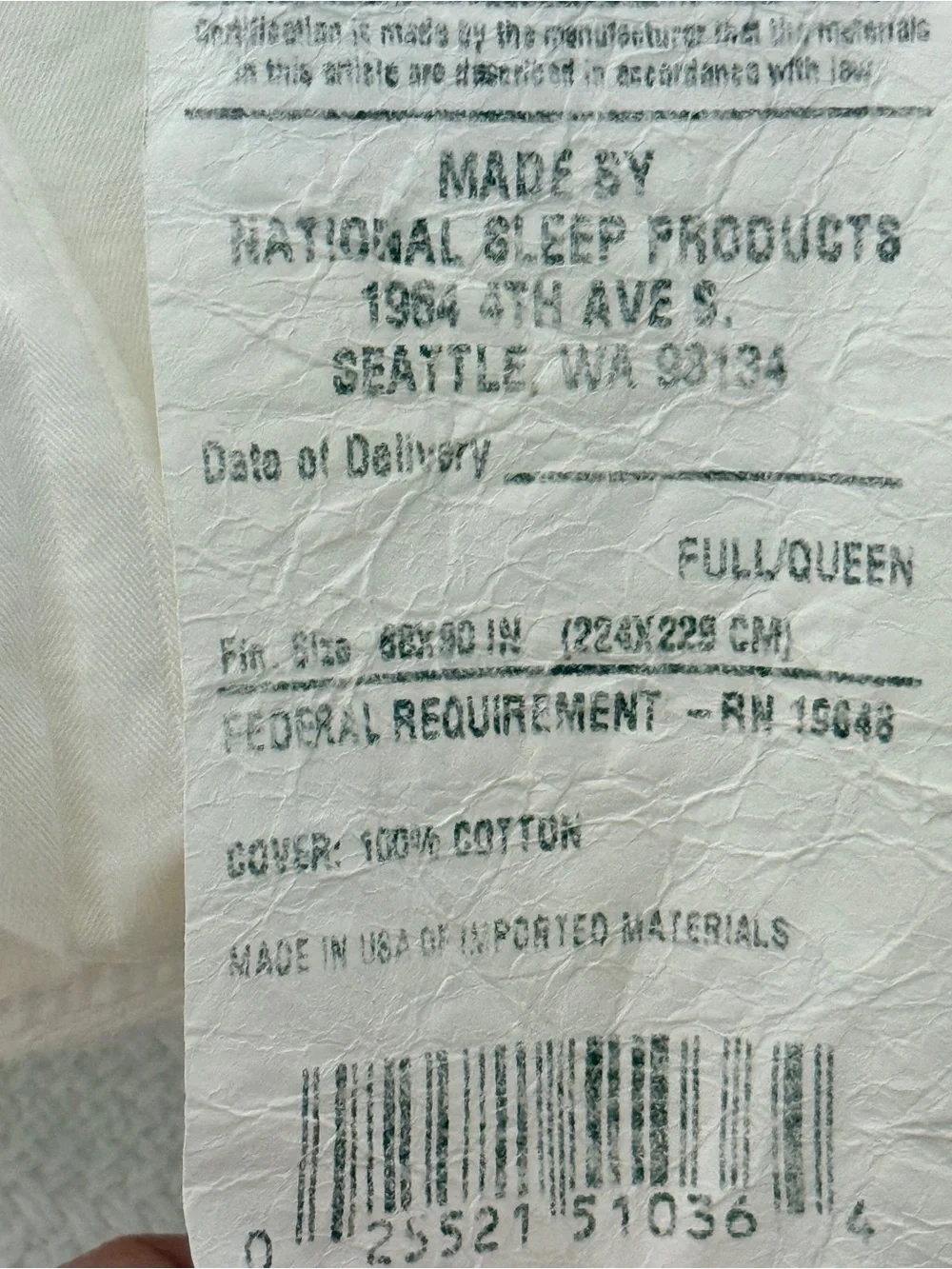 National Sleep Products Down Filled Cotton Duvet Insert Comforter Queen White